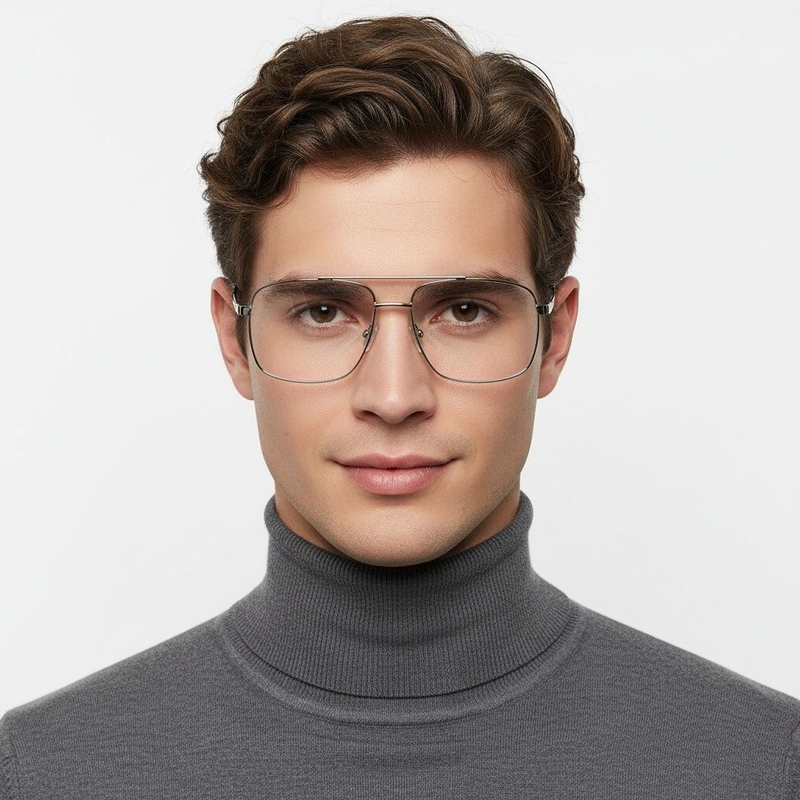 Aviator Silver Metal Glasses #BS2425-0226