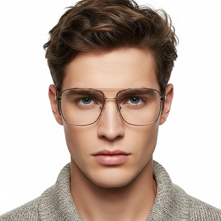 Aviator Brown Metal Glasses #BS2425-0232