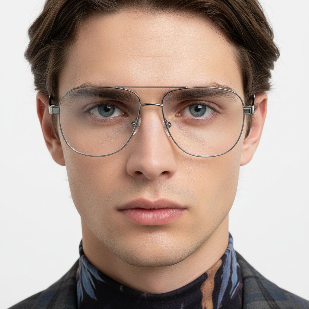 Aviator Grey Metal Glasses #BS2425-0235