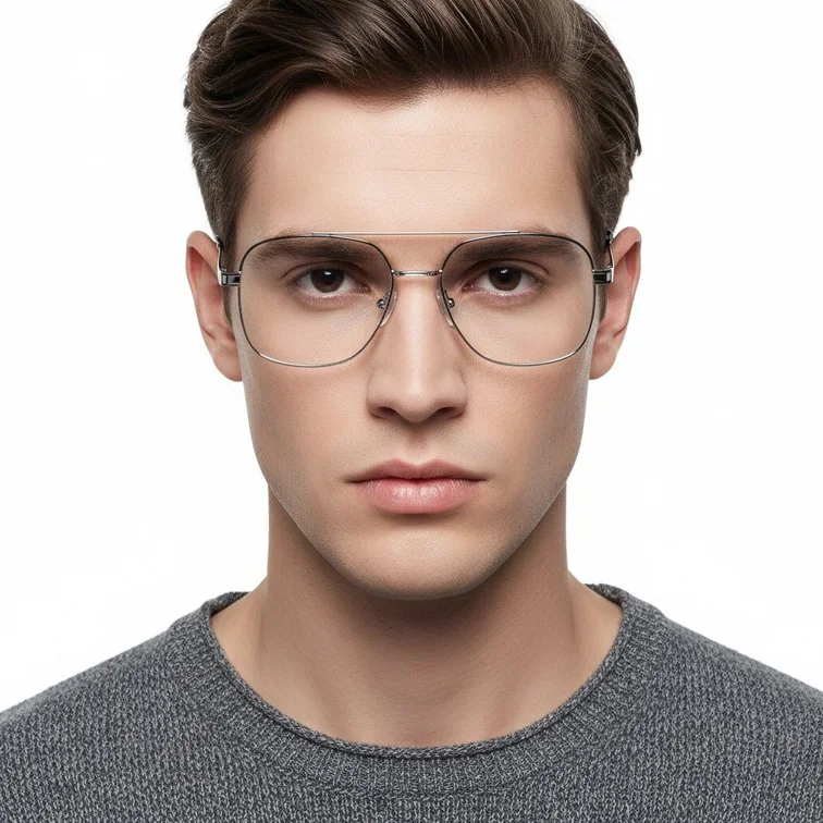 Gafas de aviador de metal plateado #BS2425-0246