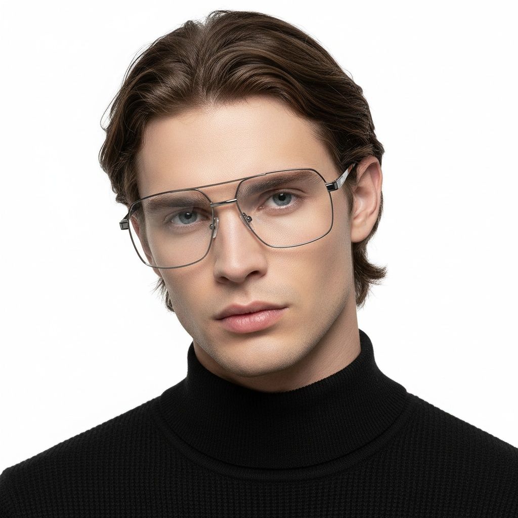 Aviator Grey Metal Glasses #BS2425-0254
