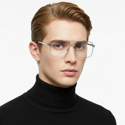 Gafas de aviador de metal plateado #BS2425-0255