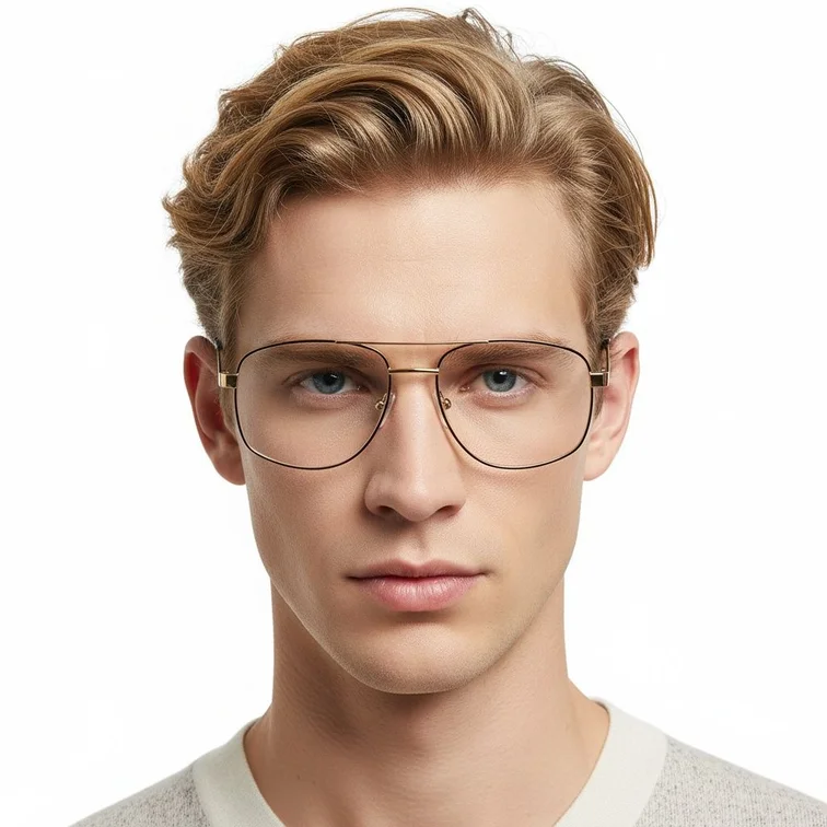 Aviator Golden Metal Glasses #BS2425-0257