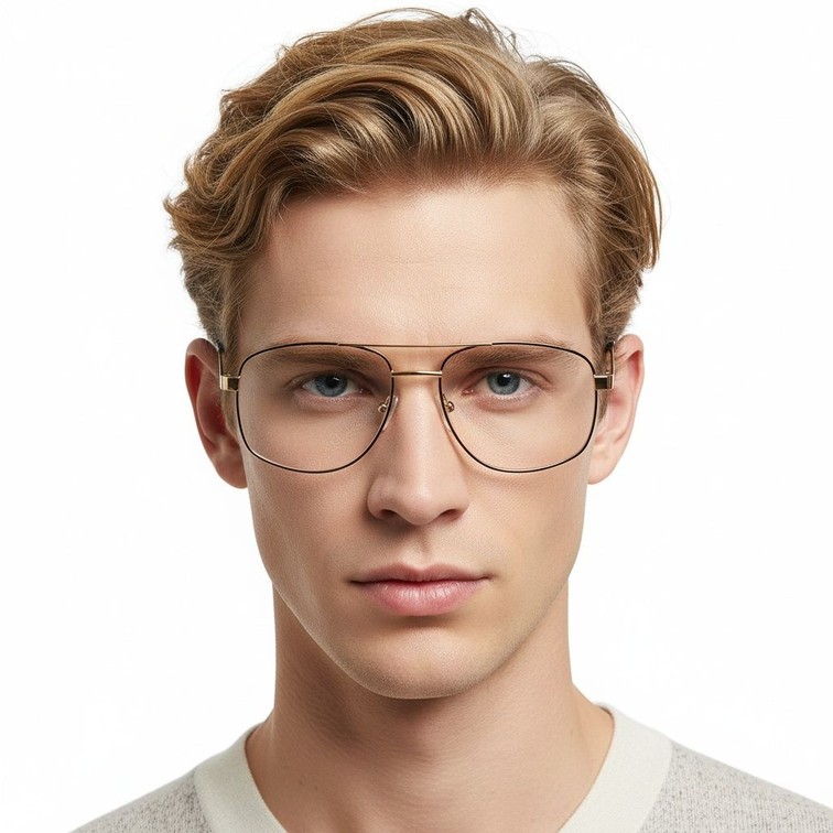 Gafas de aviador de metal dorado #BS2425-0257