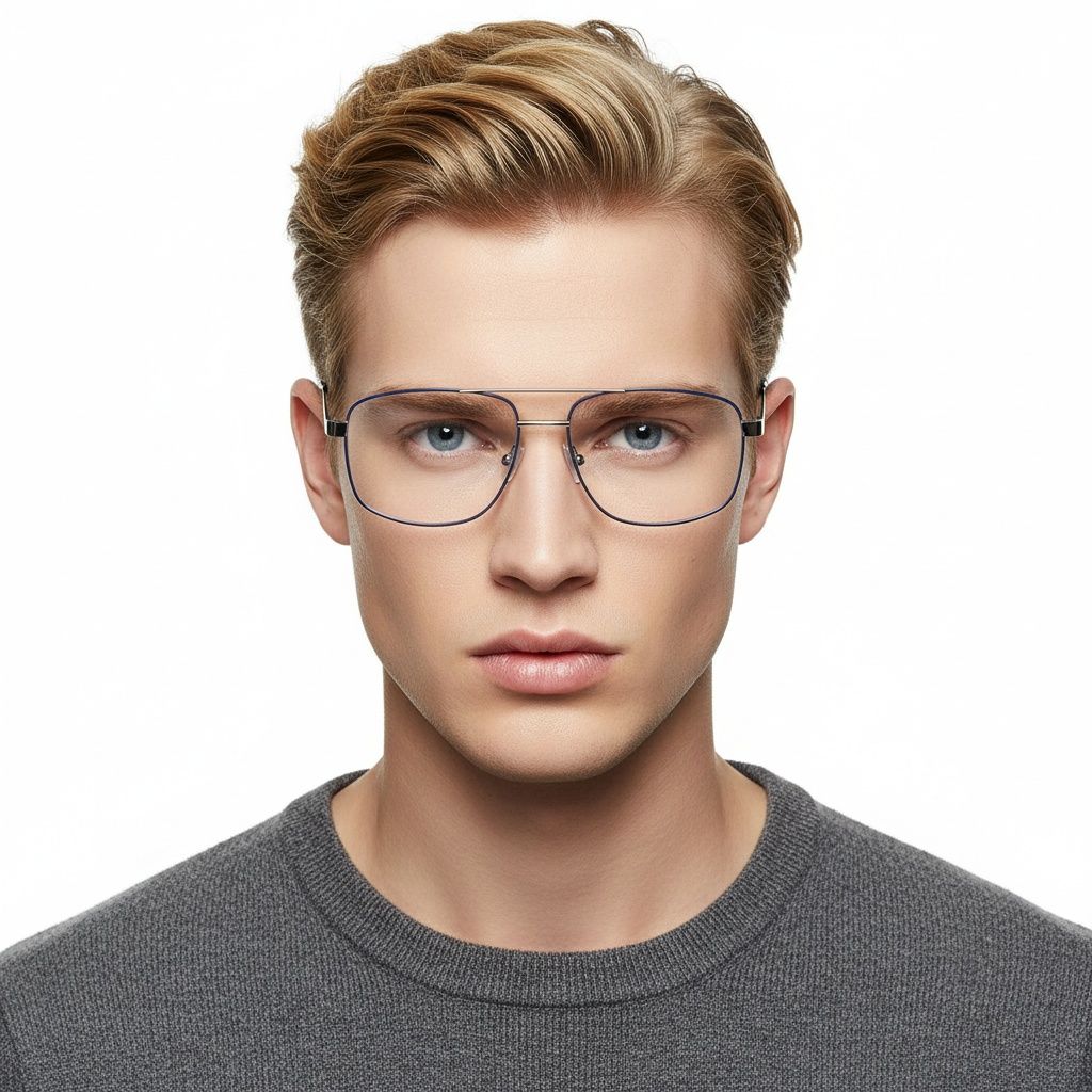 Aviator Grey Metal Glasses #BS2425-0258