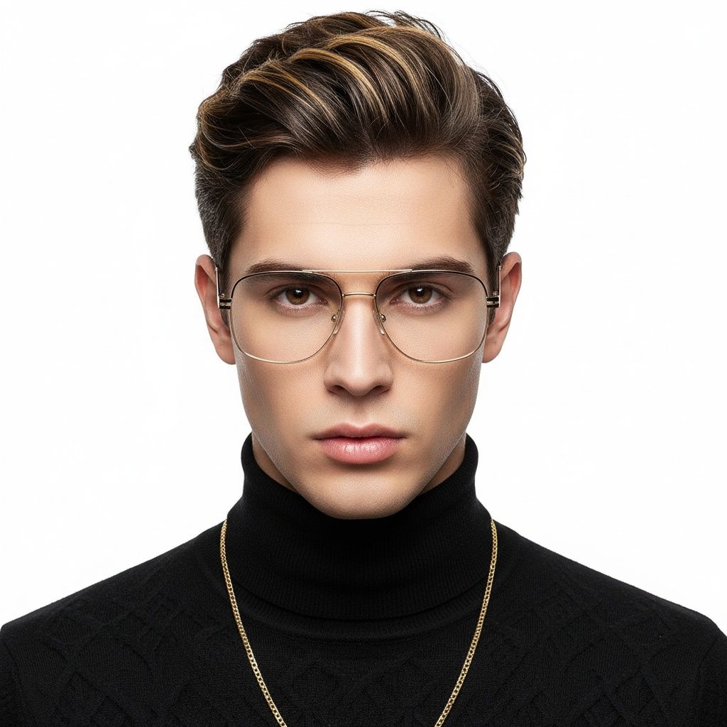 Aviator Golden Metal Glasses #BS2425-0262