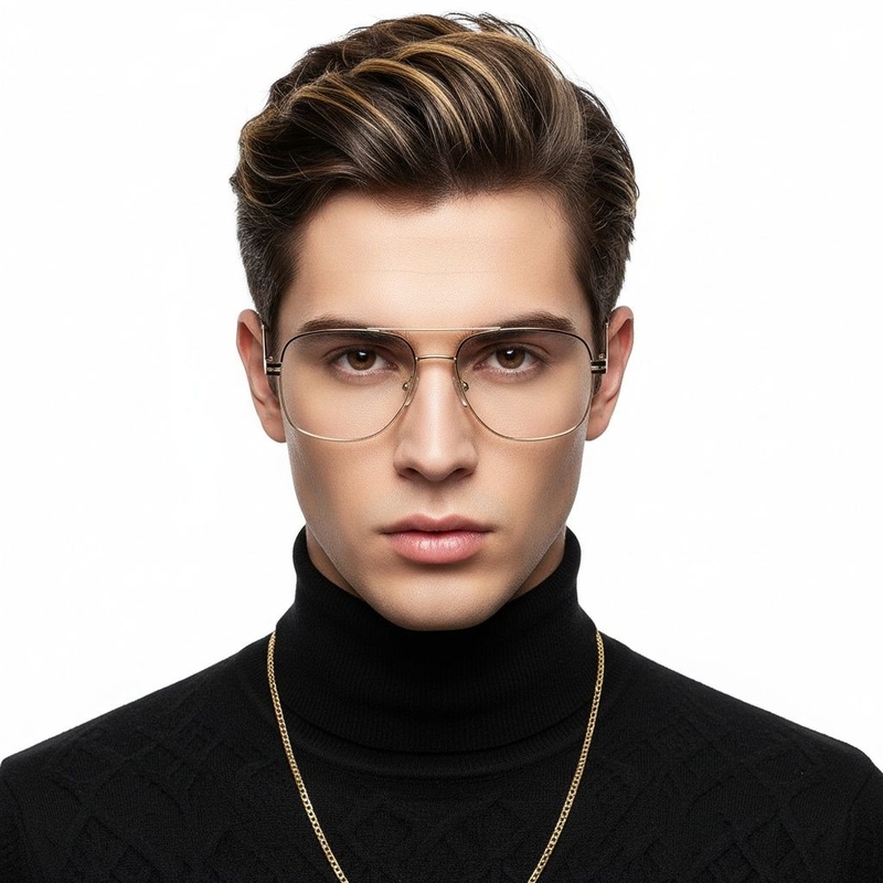 Aviator Golden Metal Glasses #BS2425-0262