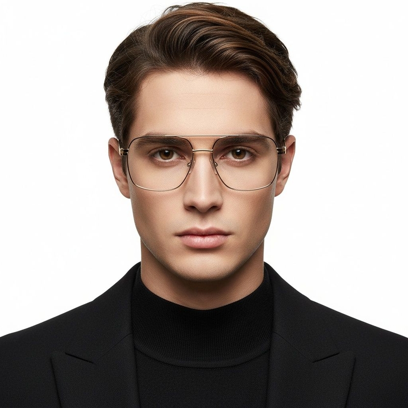 Aviator Brown Metal Glasses #BS2425-0268