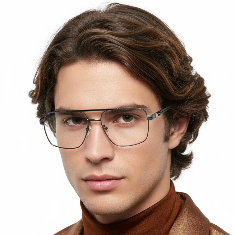 Aviator Grey Metal Glasses #BS2425-0270