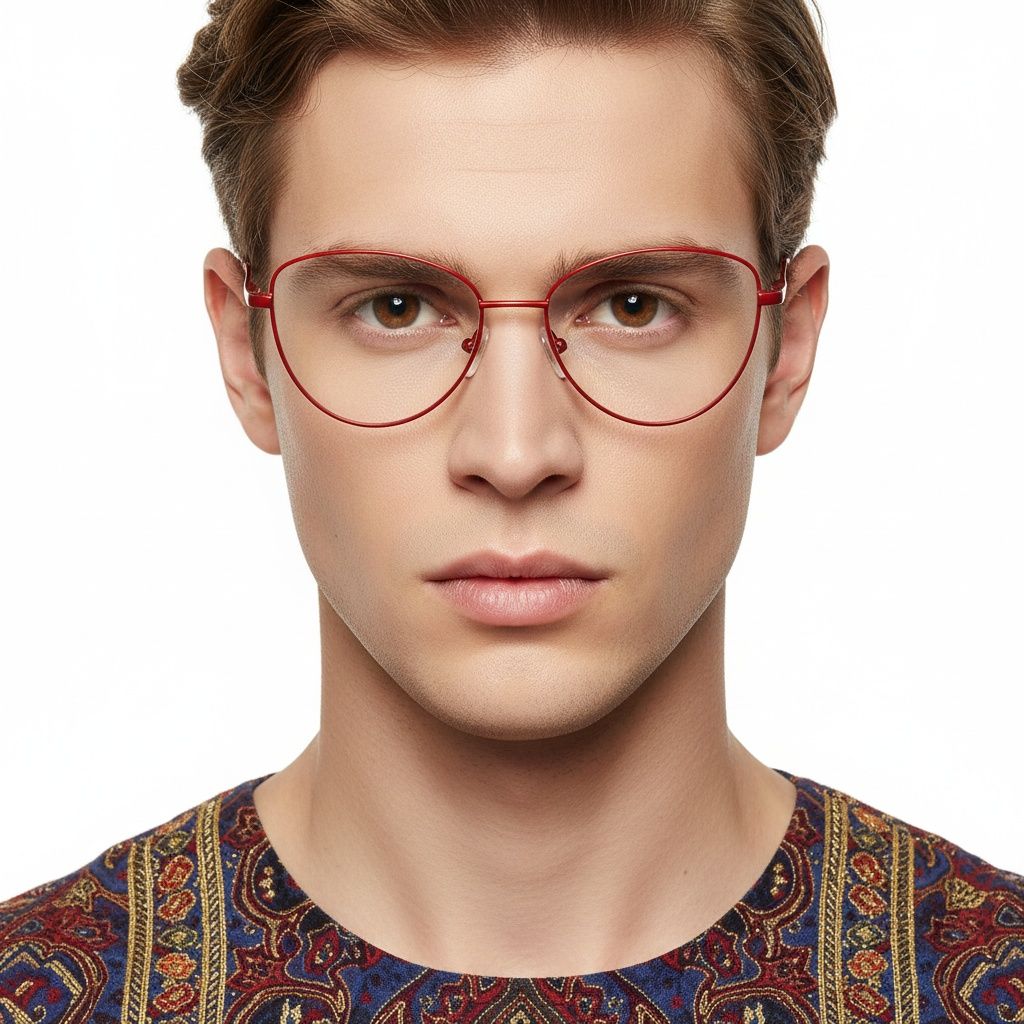 Schmetterlings-rote Metallbrille #BS2425-0286