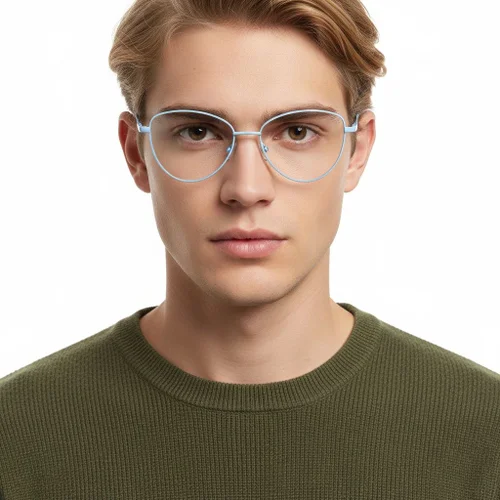 Lunettes papillon en métal bleu #BS2425-0288