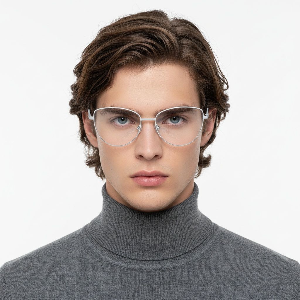 Gafas de metal blanco con forma de mariposa #BS2425-0291