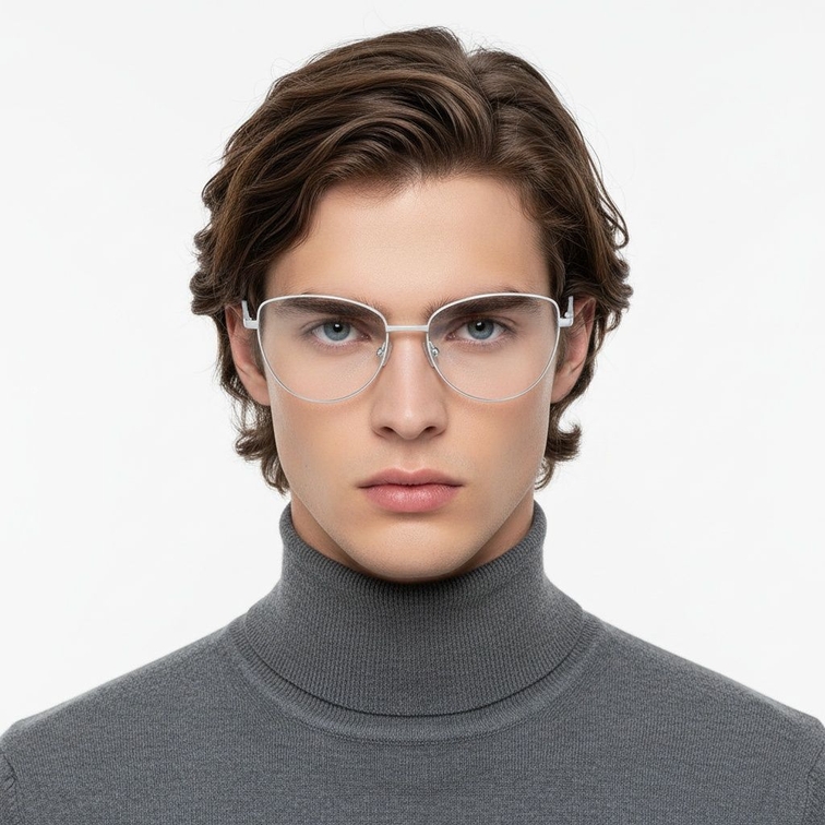 Gafas de metal blanco con forma de mariposa #BS2425-0291