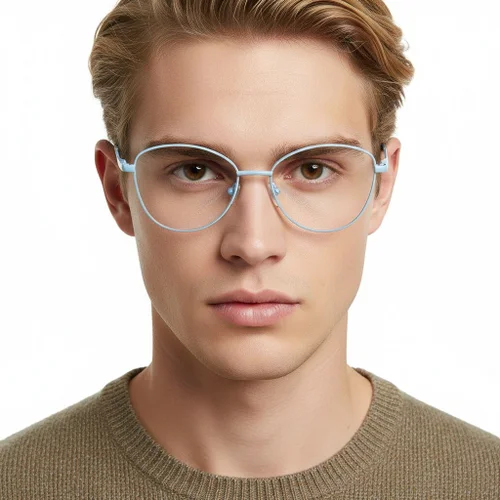 Lunettes papillon en métal bleu #BS2425-0299