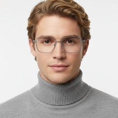 Rectangular Grey Metal Glasses #BS2425-0301