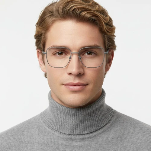 Rectangular Grey Metal Glasses #BS2425-0301