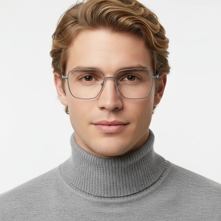 Occhiali rettangolari in metallo grigio #BS2425-0301
