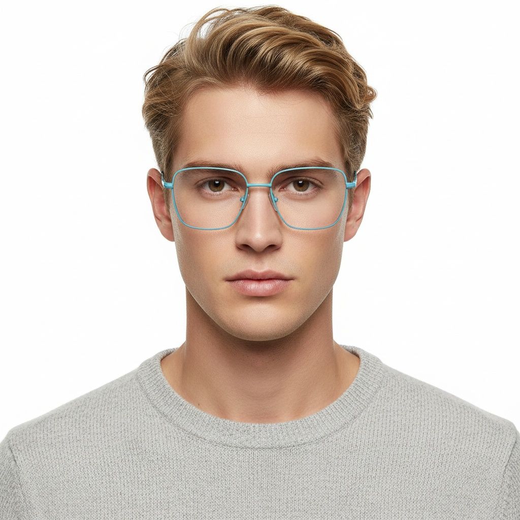 Rectangular Blue Metal Glasses #BS2425-0303