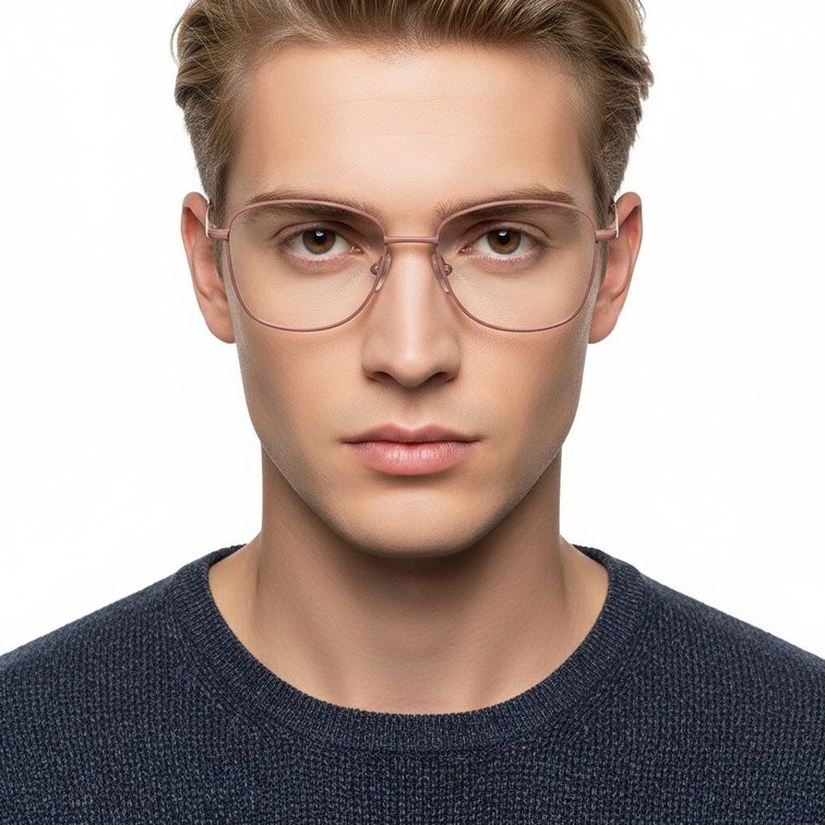 Rectangular Pink Metal Glasses #BS2425-0310