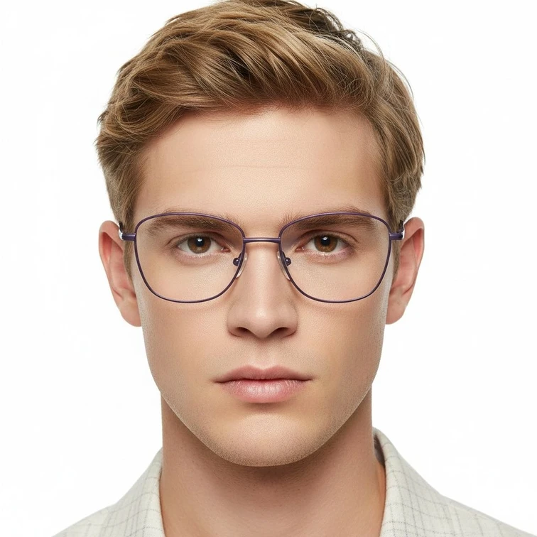 Rectangular Purple Metal Glasses #BS2425-0311