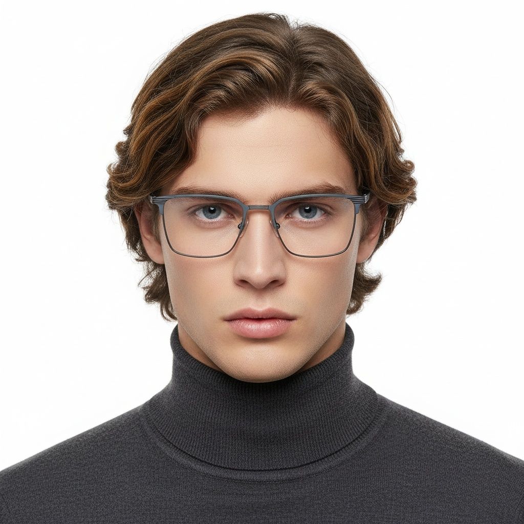 Rectangular Grey Metal Glasses #BS2425-0329