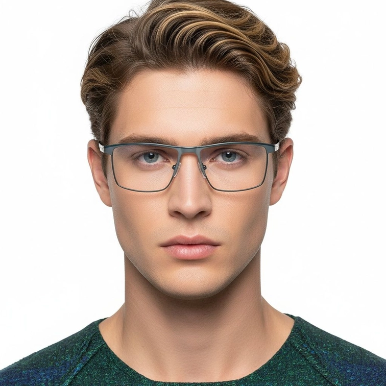 Rectangular Grey Metal Glasses #BS2425-0332