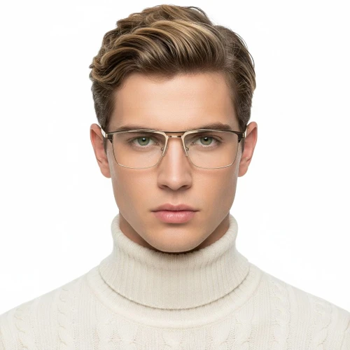 Rectangular Yellow Metal Glasses #BS2425-0335