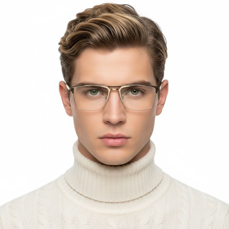 Rectangular Yellow Metal Glasses #BS2425-0335