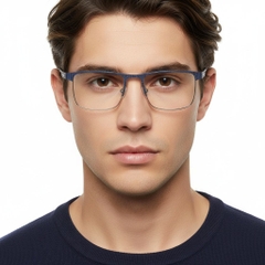 Rectangular Blue Metal Glasses #BS2425-0341