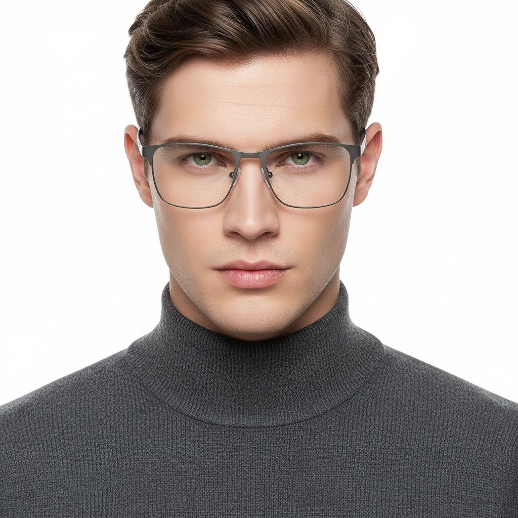 Gafas rectangulares de metal negro #BS2425-0374