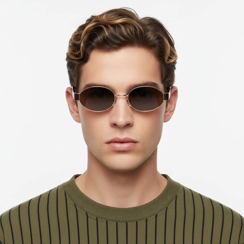 Oval Pink Metal Sunglasses #BS2503-0048