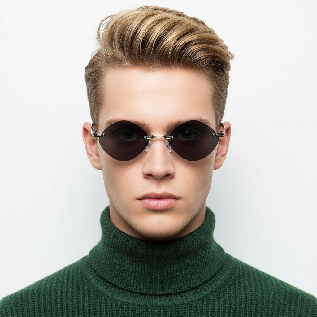 Invisible Grey Metal Sunglasses #BS2503-0089