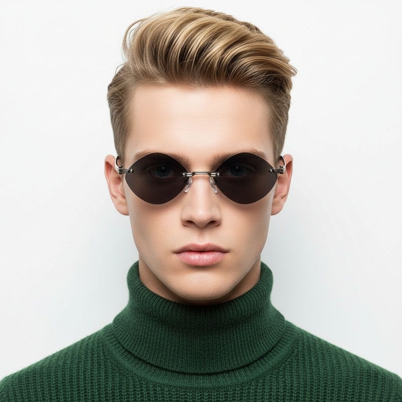 Invisible Grey Metal Sunglasses #BS2503-0089