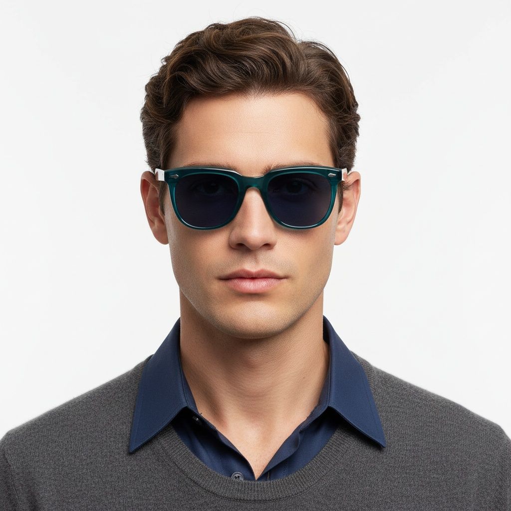 Rectangular Blue Plastic Sunglasses #BS2503-0111