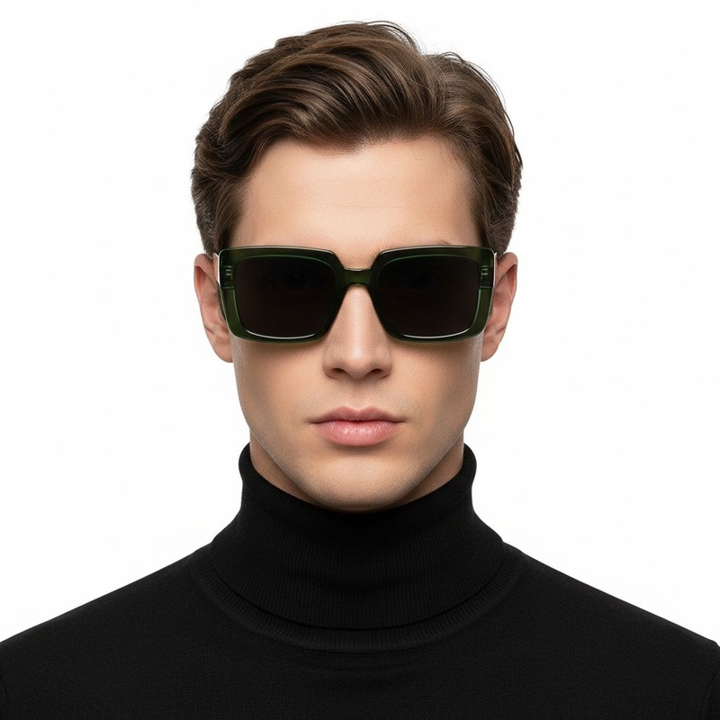 Gafas de sol rectangulares de acetato verde #BS2607-0063