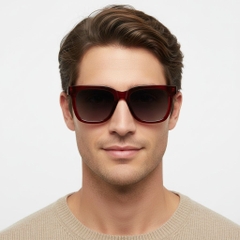 Rectangular Red Acetate Sunglasses #BS2607-0068