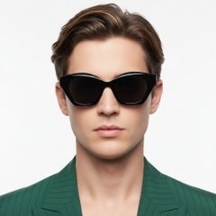 Schmetterlings-Sonnenbrille aus schwarzem Acetat #BS2607-0073