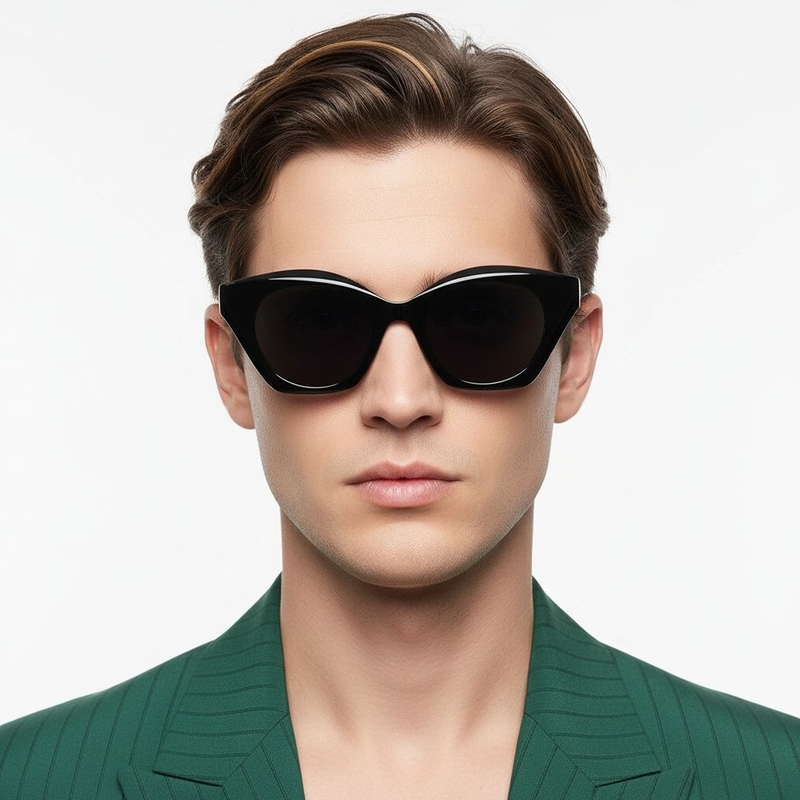 Schmetterlings-Sonnenbrille aus schwarzem Acetat #BS2607-0073