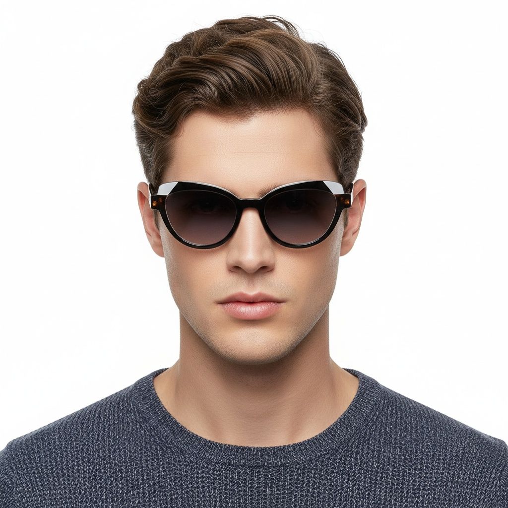 Schmetterlings-Sonnenbrille aus schwarzem Acetat #BS2607-0087