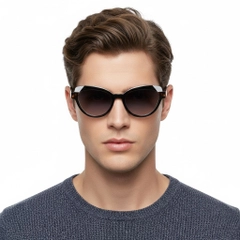 Schmetterlings-Sonnenbrille aus schwarzem Acetat #BS2607-0087