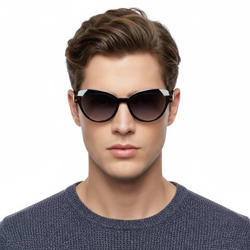 Schmetterlings-Sonnenbrille aus schwarzem Acetat #BS2607-0087