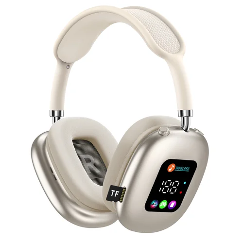 Wireless Bluetooth Headphones with RGB Digital Display & Card Reader - AKZ MAX600