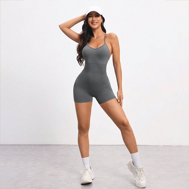 Sexy Backless Slim Fit Yoga Jumpsuit for Women with Moisture-Wicking Fabric