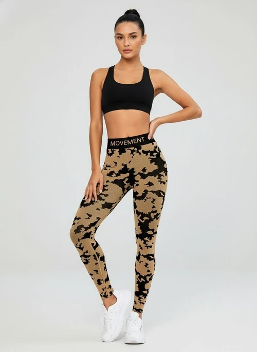 High-Waisted Slimming Camouflage Yoga Leggings for Women with Quick-Drying S-Shape Fit
