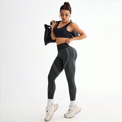 Hochgeschnittene, figurformende Yogahose mit Hüftlifting-Effekt für Damen