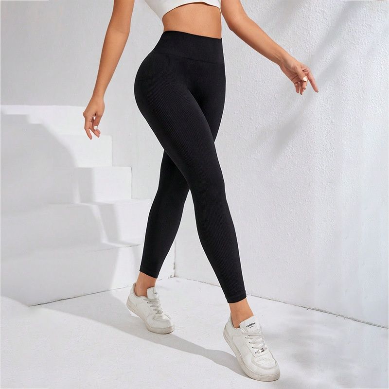 Ribbed High-Waisted Slimming Yoga Leggings for Women with Quickdry Performance