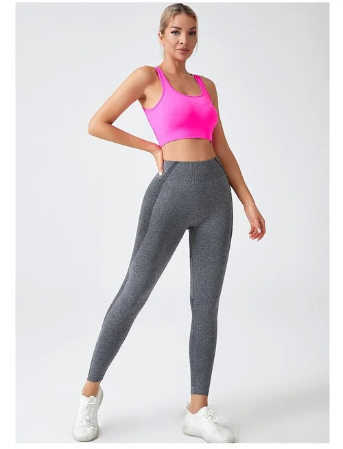 Nahtlose, hochgeschnittene Yoga-Leggings mit figurformender Wirkung und sexy S-förmiger Passform