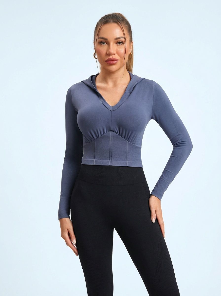 Slim Fit Casual Hooded Yoga Jacket for Women with Slimming S-Shape Design and Quick-Dry Functionality