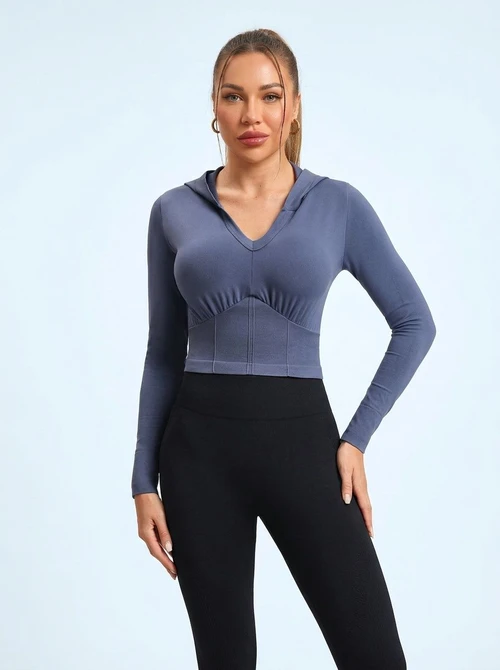 Slim Fit Casual Hooded Yoga Jacket for Women with Slimming S-Shape Design and Quick-Dry Functionality