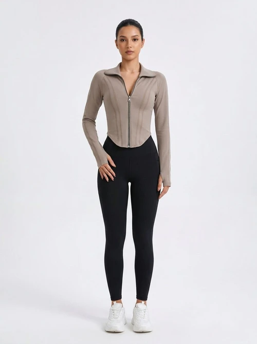 Slim Fit Quick-Dry Sun Protection Long-Sleeved Slimming Yoga Jacket for Women